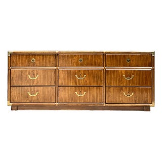 Vintage Drexel Wood and Brass Campaign Dresser For Sale