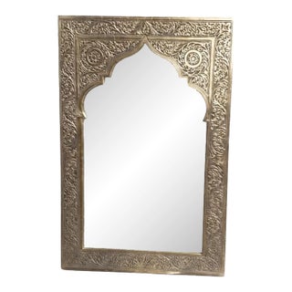 Handcrafted Moroccan Taj Arch Brass Mirror — Marrakech For Sale