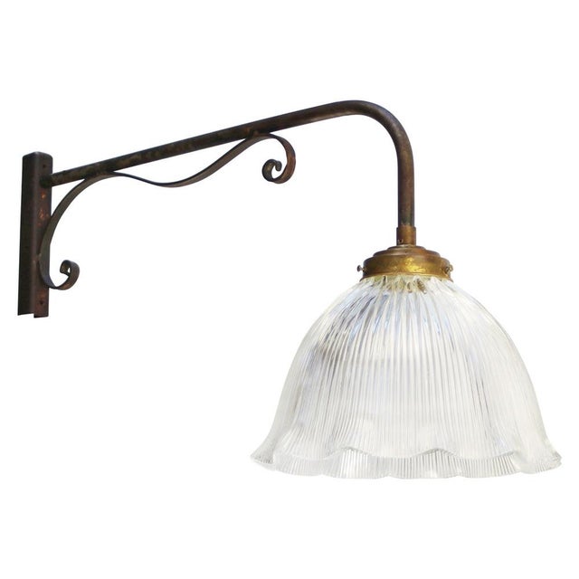 French Cast Iron and Clear Holophane Glass Wall Light For Sale - Image 8 of 8