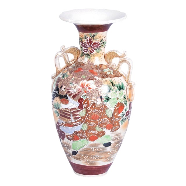 Art Deco Moriage and Glazed Ceramics Vase, Japan, 1910s For Sale