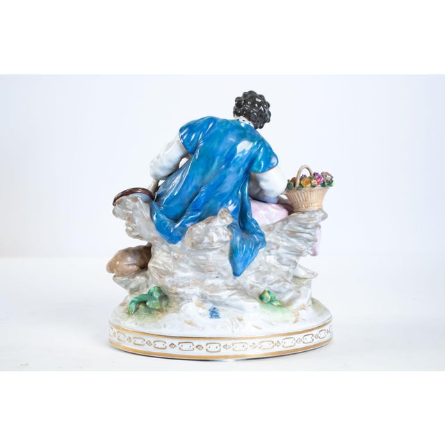 Porcelain Group Representative an Elegant with Her Courtesan, 1920s For Sale - Image 6 of 11
