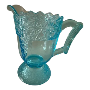 Antique Turquoise Queen Daisy & Button Creamer McKee & Bro., 1880’s