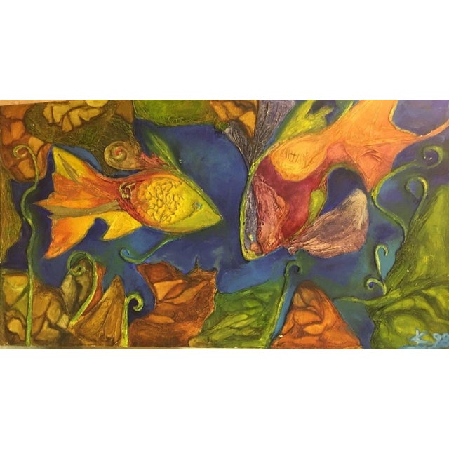 Küchel Silvia La Bella, Fish Collage Colorful, 1998, Oil on Canvas For Sale - Image 13 of 13