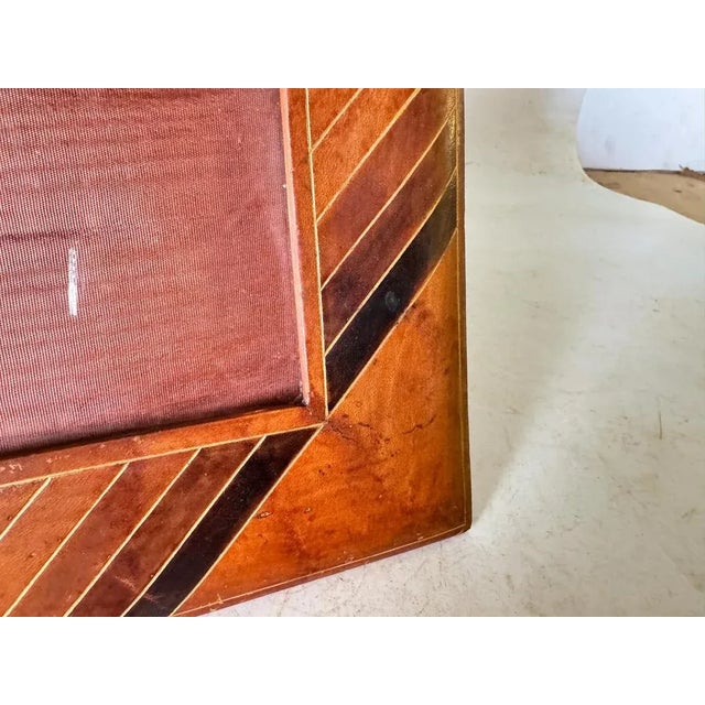 Animal Skin Picture Frame in Brown Leather in the style of Jacques Adnet, 1940 For Sale - Image 7 of 11