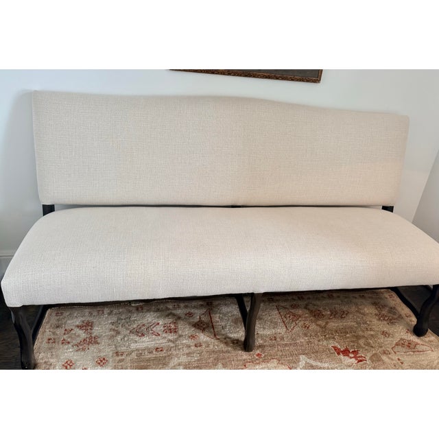 2020s Os De Mouton Banquette in De Le Cuona Linen Fabric For Sale - Image 5 of 5