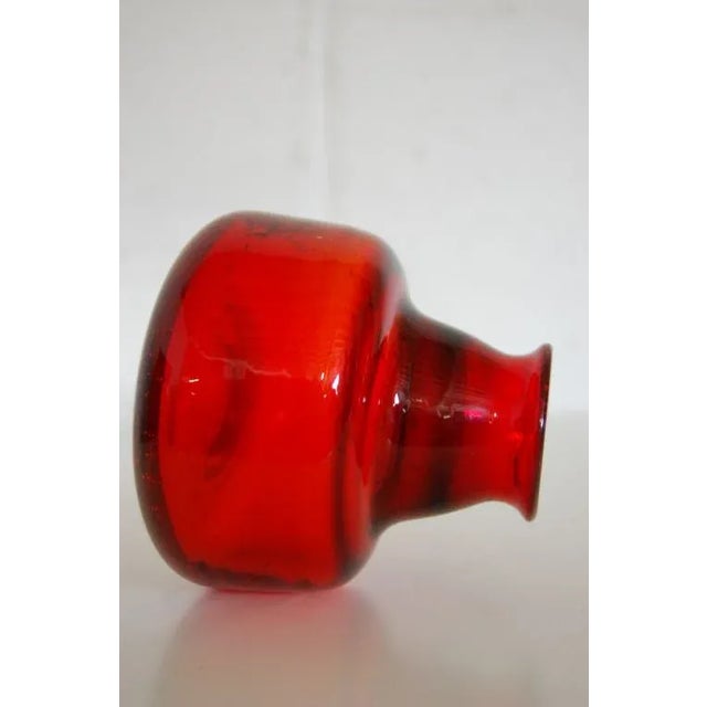 A mid-20th century beauty! Vintage Swedish red art glass vase by Erik Höglund for Boda (1932 - 1998). Engraved on bottom:...