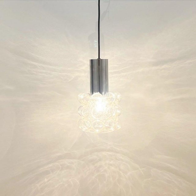 Mid-Century Space Age Bubble Glass & Chrome Pendant Light by Helena Tynell for Limburg, Germany, 1970s For Sale - Image 6 of 9
