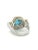 Vintage Retro Style 8 Carat Oval Cut Blue Zircon with Diamond Halo in Platinum &, Size 8.25 For Sale - Image 4 of 7