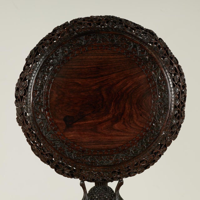 Antique Anglo Indian Carved Rosewood Table For Sale - Image 12 of 14