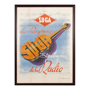 Large Stradivarius Su-Ga Radio Poster — French Color Lithograph, 1930s