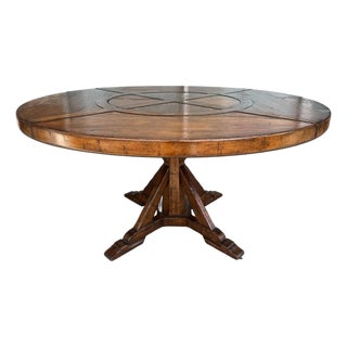 Jonathan Charles 60″ Round Dining Table With Inset Lazy Susan For Sale