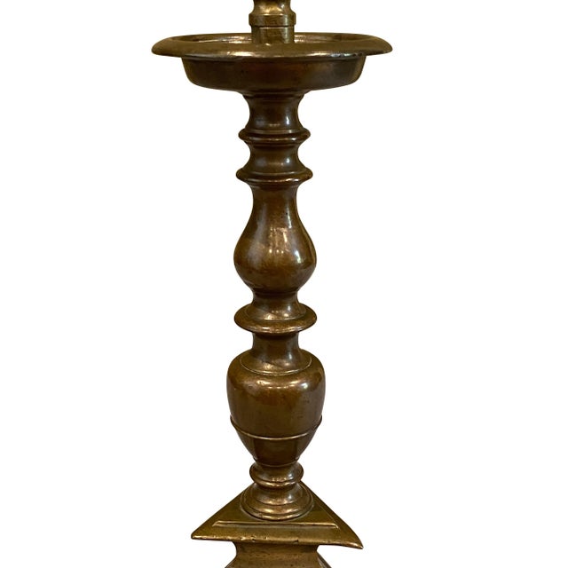 Italian Baroque Bronze Pricket Candlesticks - a Pair For Sale - Image 10 of 12