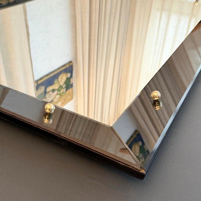 Mid 20th Century Streamlined Smoked Glass Frame Shadowbox Wall Mirror For Sale In New York - Image 6 of 9