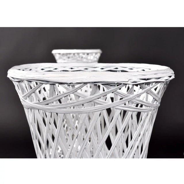 Plastic Set of 5 Russell Woodard Spun Fiberglass White Plant Stand Garden Planters For Sale - Image 7 of 12