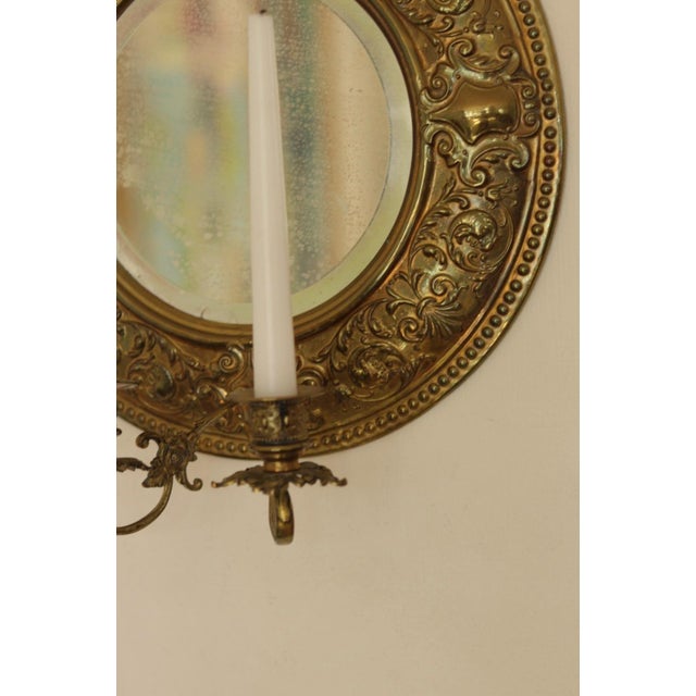 Mid-Century Swedish Brass Double Arm Sconces with Mirrors, Set of 2 For Sale - Image 9 of 13