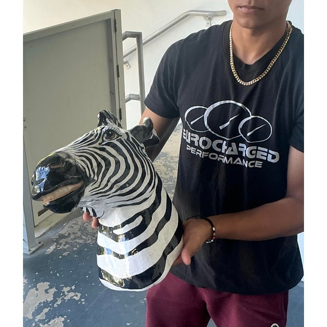 Vintage Italian Glazed Ceramic Zebra For Sale - Image 12 of 12