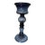 Vintage Blue Glass Pedestal Candle Holder | MCM Art Glass Compote Decor For Sale
