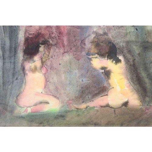 Modern Swedish Artist, Begråtande, 1969, Mixed Media on Paper For Sale - Image 3 of 6