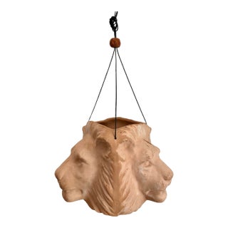 Late 20th Century Lion Terra-Cotta Hanging Planter For Sale