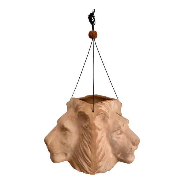 Late 20th Century Lion Terra-Cotta Hanging Planter For Sale