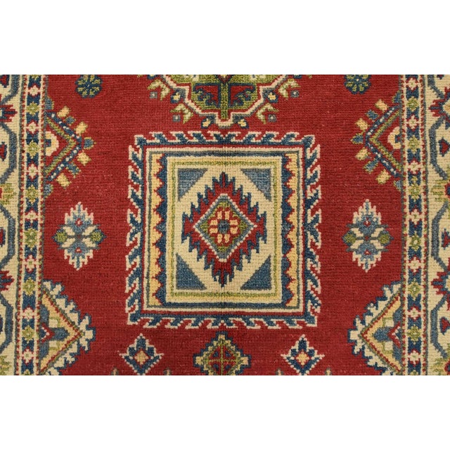 Kazak Runner 2’9” X 9’7” Red Wool Tribal Hand-Knotted Oriental Rug For Sale - Image 9 of 13