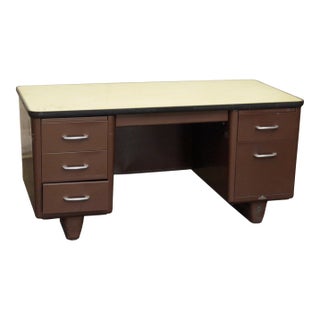 Vintage Mid Century All Steel Tanker Office Desk For Sale