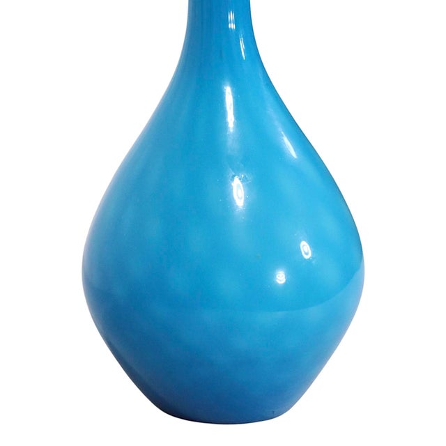 Mid Century Art Glass Vase in Blue and White Cased Quilted Glass For Sale In New York - Image 6 of 9