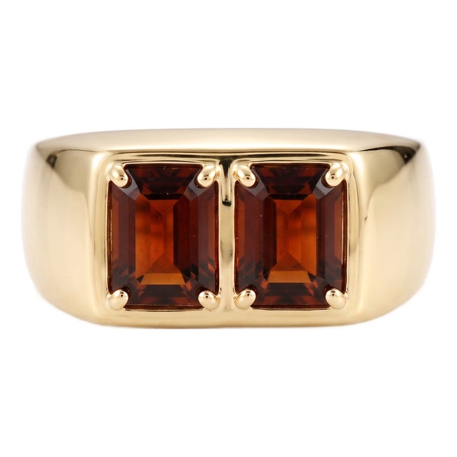 Natural Garnet Signet Ring | Chunky Statement Unisex Ring | January Birthstone Ring Us 7 (All Sizes Available) For Sale