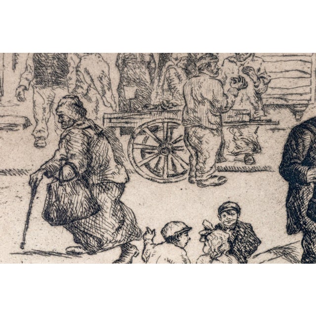 Abraham Phillips Signed Etching Organ Grinder Street Scene 1925 For Sale - Image 12 of 14