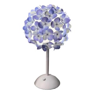 Hydrangea-Shaped Fabric Ambient Table Lamp For Sale