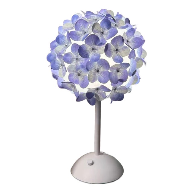 Hydrangea-Shaped Fabric Ambient Table Lamp For Sale
