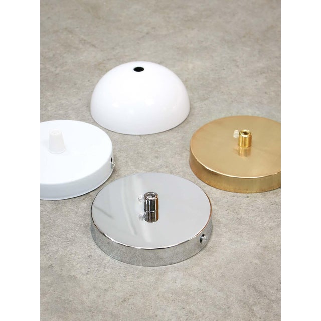 Mid-Century Modern Italian Brass and Opaline Glass Pendant Lamp For Sale - Image 15 of 16