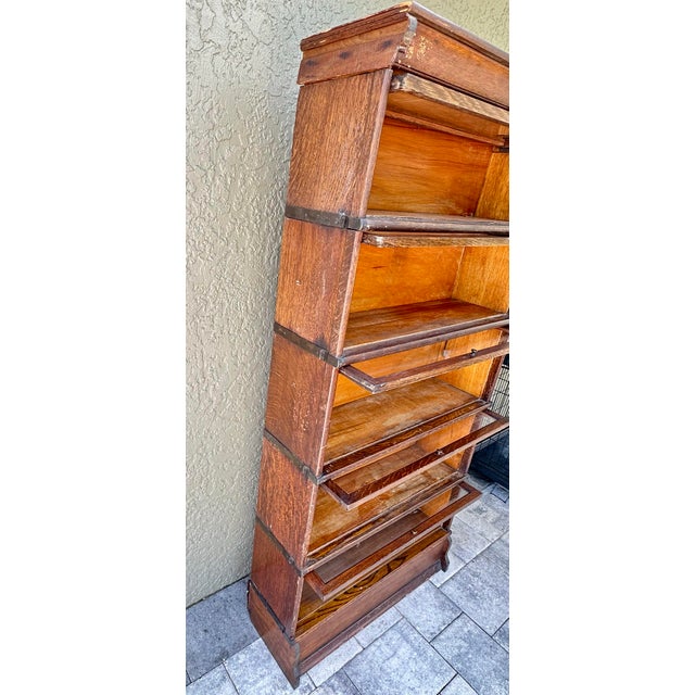 Antique Tiger Oak Globe Wernicke Co. 7 Piece Sectional Bookcase Standard C 9 1/2 Unit For Sale - Image 12 of 12