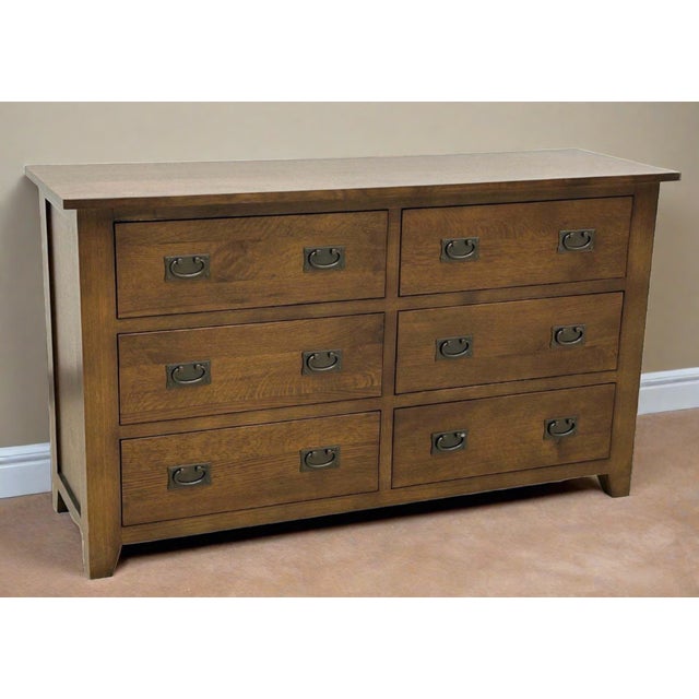 Wood Mission 6 Drawer Oak Dresser - Walnut Stain For Sale - Image 7 of 8