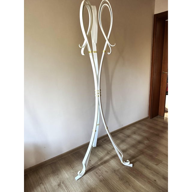 Vintage Hand-Forged Iron Coat Stand in White and Gold, 1950s For Sale - Image 11 of 18
