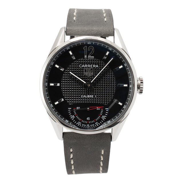 Tag Heuer Carrera 43mm wv3010.eb0025 Black Dial Steel Manual Wind Watch For Sale