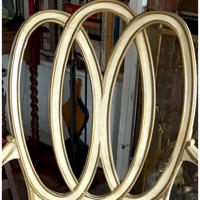 Wood Mid Century French Style Ribbon Back Arm Chair For Sale - Image 7 of 9