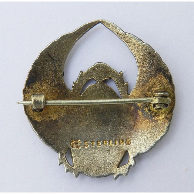 Art Deco Brooch in Sterling Silver and Enamel by Charles Horner, 1920s For Sale - Image 4 of 5