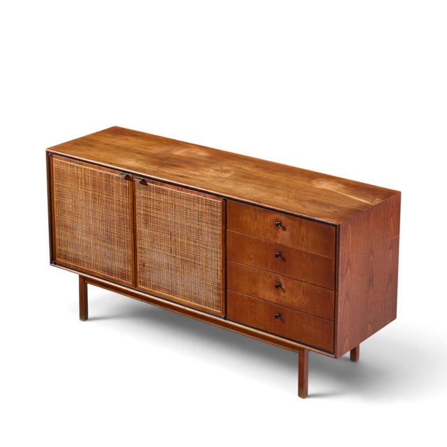 Jack Cartwright for Founders Mid Century Walnut and Cane Credenza For Sale - Image 10 of 10