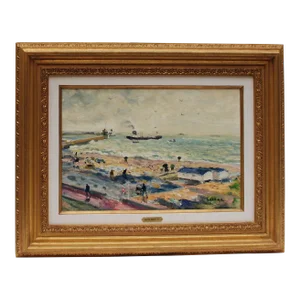1970s "Pluie Au Havre" Gaston Sebire Oil Painting, Framed