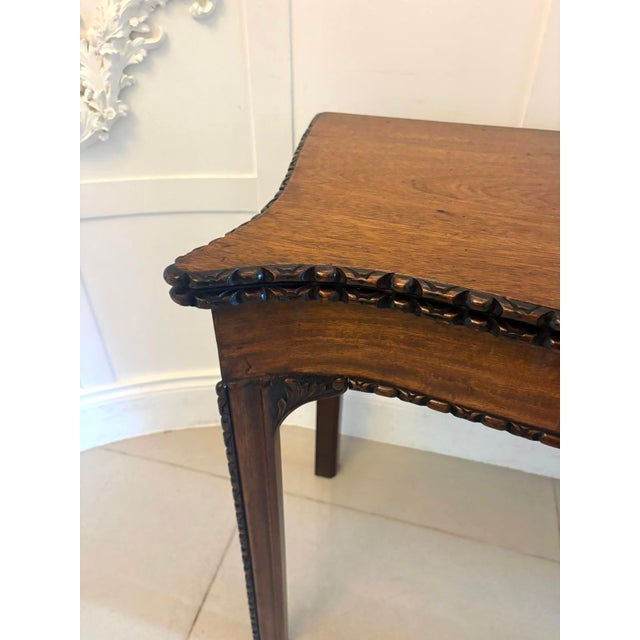 Antique Georgian Chippendale Mahogany Serpentine Console Card Table, 1770s For Sale - Image 10 of 12