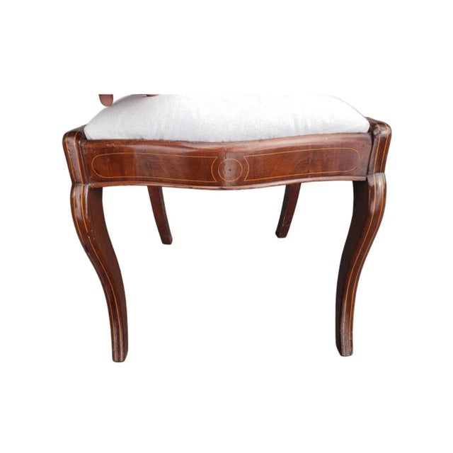 19th C. Flame Mahogany and Satinwood Inlaid With Upholstered Seat Side Chair For Sale - Image 4 of 10