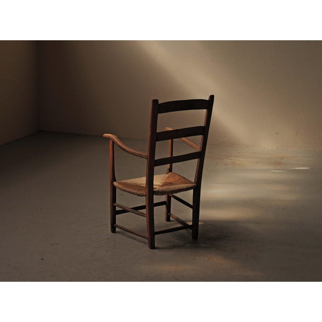 French Folk Armchair in Wood and Rush, Auvergne, 1900s For Sale - Image 9 of 17