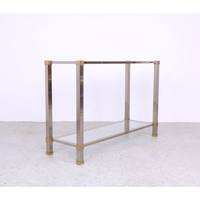 Vintage Glass and Metal Console Table by Pierre Vandel, 1970s For Sale - Image 6 of 12