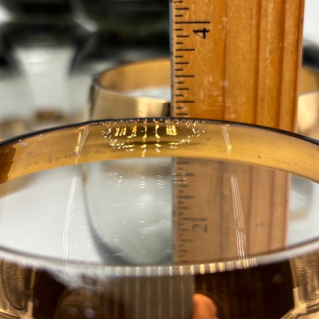 1960s Mid-Century Modern Smoky Gray Roly Poly Cocktail Glasses With Gold Rim - Set of 8 For Sale - Image 12 of 13