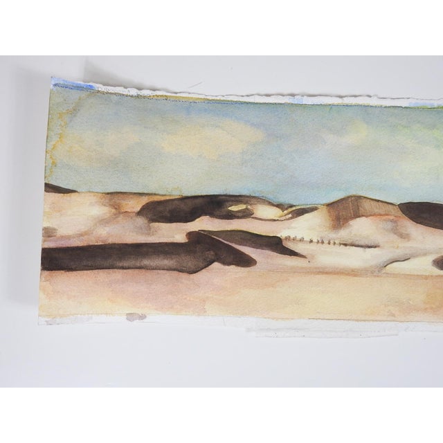 Early 21st century watercolor on paper painting of desert shadows landscape. Unsigned, titled desert near Damascus Syria...