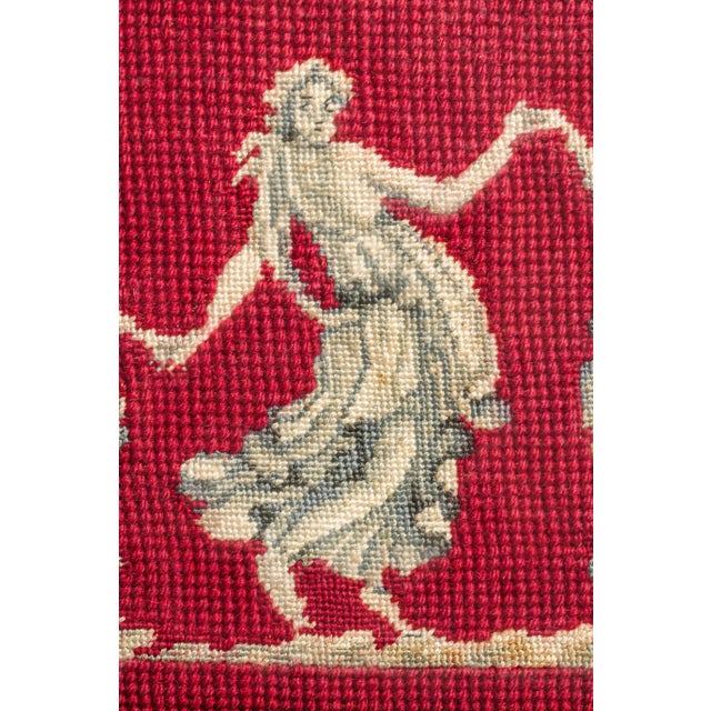 Unusual Antique Framed Needlepoint Neoclassical Dancers Grand Tour Style Wall Art Home Decor For Sale - Image 4 of 11