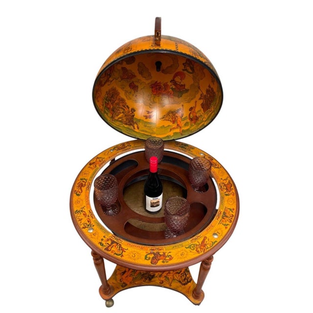 Wood Vintage Italian-Style Globe Bar Cart For Sale - Image 7 of 12