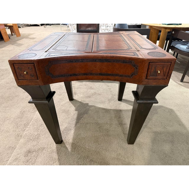Sophisticated and richly appointed, this House of Mercier leather game table set blends refined craftsmanship with old-...