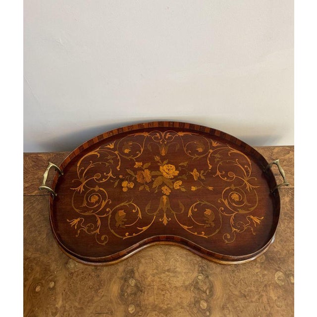 1900 - 1909 Antique Edwardian Marquetry Inlaid Tray, 1900 For Sale - Image 5 of 7